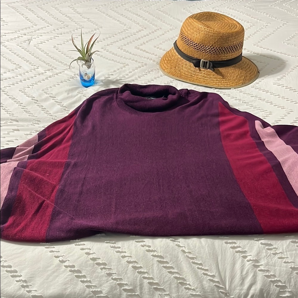 Stylish Purple and Pink Striped Poncho